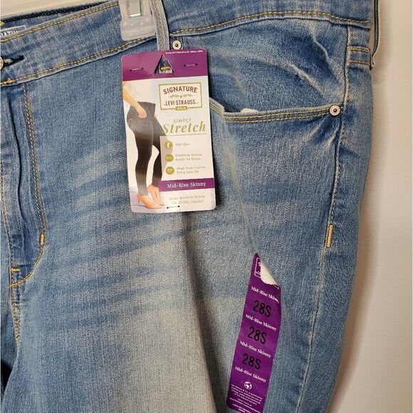 NEW LEVI'S jeans signature gold mid rise stretch skinny plus size 28W - Picture 4 of 8